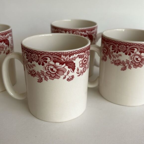Spode Delamere Cranberry Coffee Tea Mugs Set Of 6 - Picture 8 of 8
